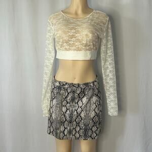 Alter’d State Snake Print Mini Skirt Y2K Zip Front Snakeskin Stretch L